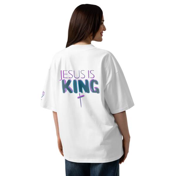 Unisex Oversized Tee - Jesus is King Neon